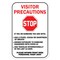 Signmission Public Safety Sign-Stop Visitor Precautions, Heavy Duty, 7" H, A-1218-25484 A-1218-25484 - alternate 1